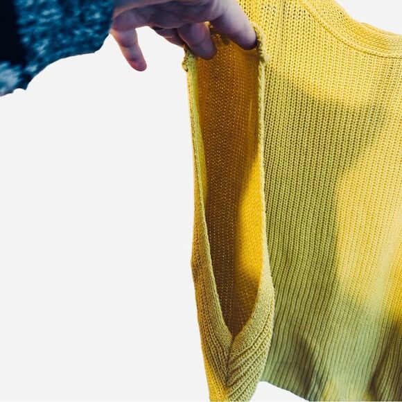 Lane Brant Yellow Oversized Cotton Semi-Crop Drop-Shoulder Sweater Sz 14/20 - Picture 8 of 15